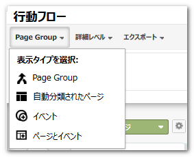 コンテンツグループ利用プロパティの行動フロー初期表示