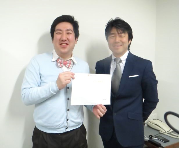 小川氏と山浦 記念写真