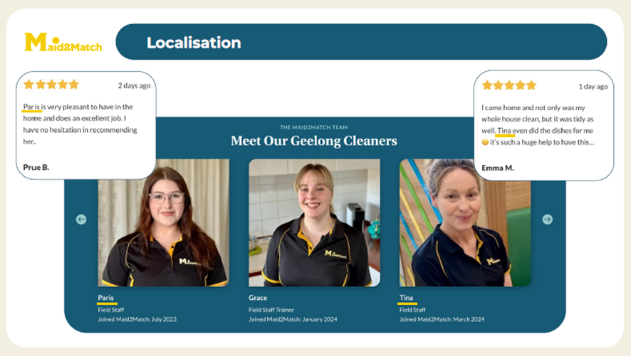 ローカル対策のスタッフプロフィール、口コミの例